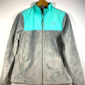 Fila Sport Womens Fleece Jacket Zip Up grey & mint green Size Medium